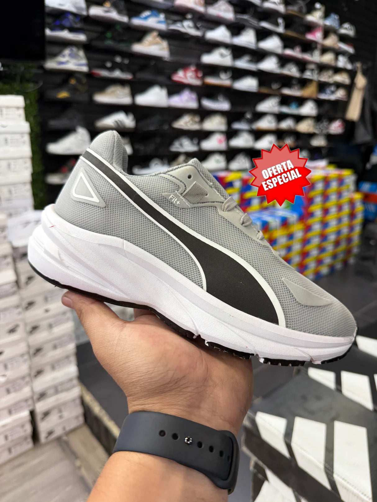 RUNING PUMA GRIS NEGRO BLANCO