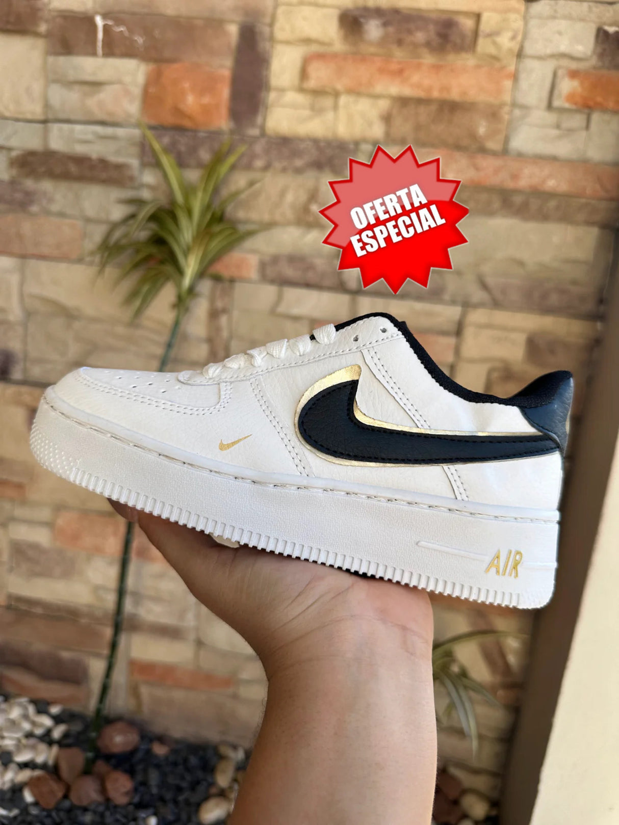 AF1 BLANCO NEGRO ORO_