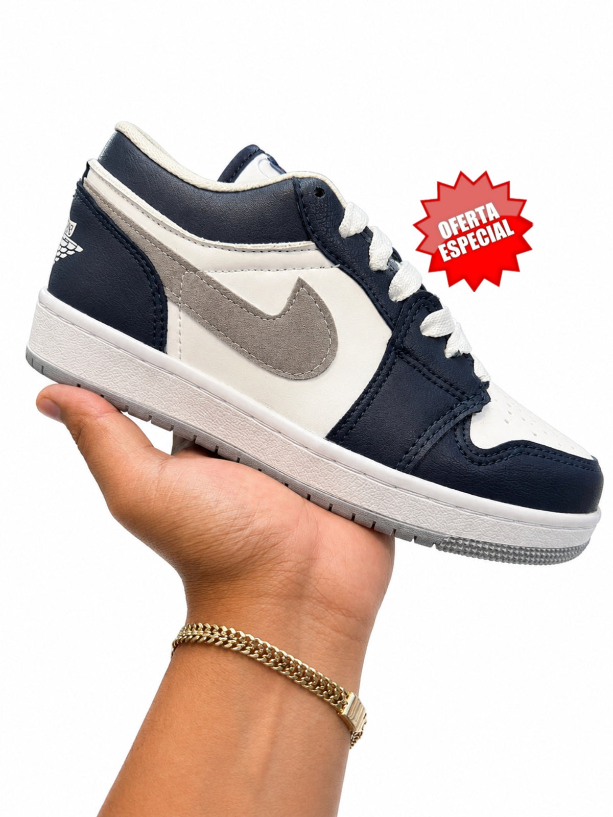 JORDAN 1 LOW MARINO GRIS BLANCO